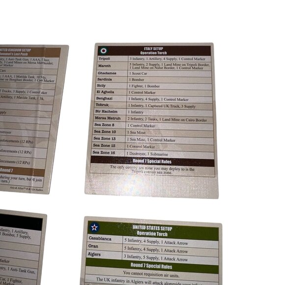 Hasbro Axis and Allies North Africa Board Game Country Cards Repalcement Parts - Picture 3 of 10